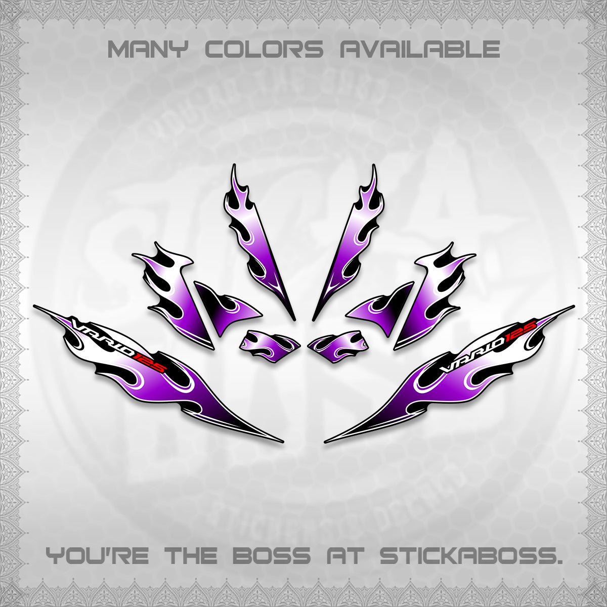 CLICK 125 V4 VARIO DECALS (2026 MOTIF FLAME 2 TONE)STICKER DECALS By STICKABOSS
