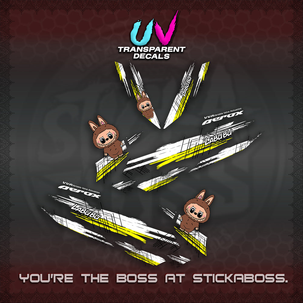 AEROX V2 UV TRANSPARENT DECAL(STUFF TOY 2 TONE)STICKER DECALS By STICKABOSS