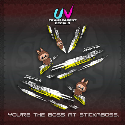 AEROX V2 UV TRANSPARENT DECAL(STUFF TOY 2 TONE)STICKER DECALS By STICKABOSS