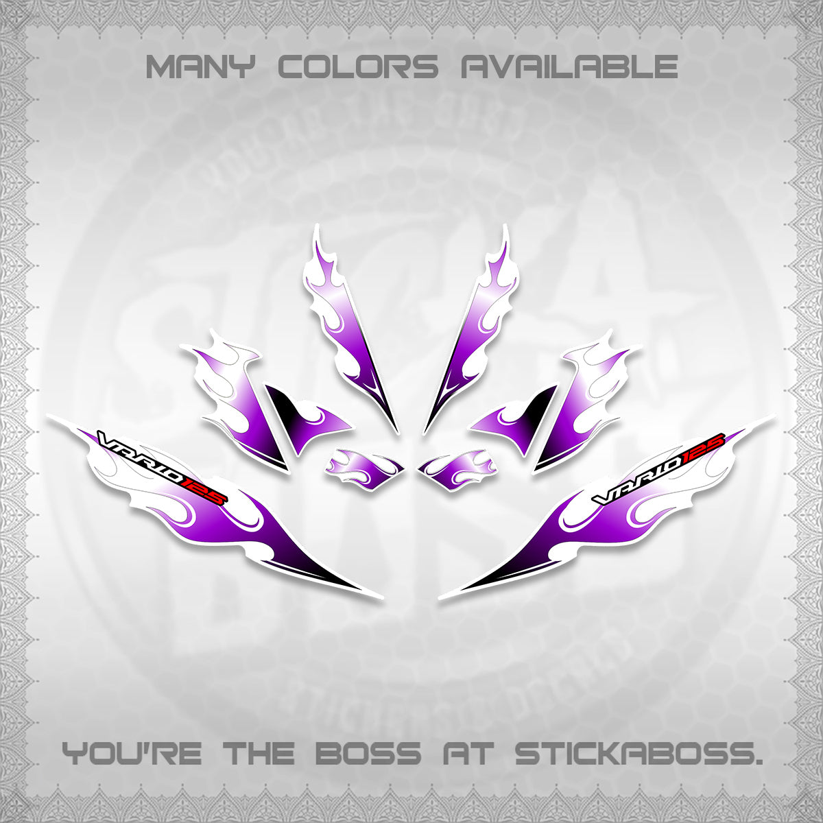 CLICK 125 V4 FOR WHITE VARIO DECALS (2026 MOTIF FLAME 2 TONE)STICKER DECALS By STICKABOSS