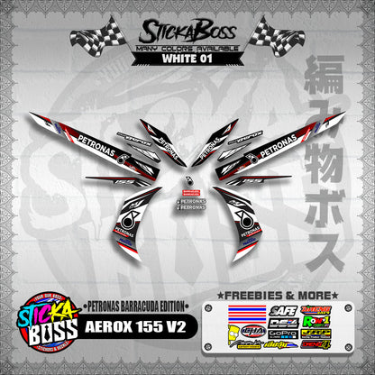 AEROX 155 V2 DECALS ( PETRONAS BARRACUDA EDITION )【WITH FREEBIES】