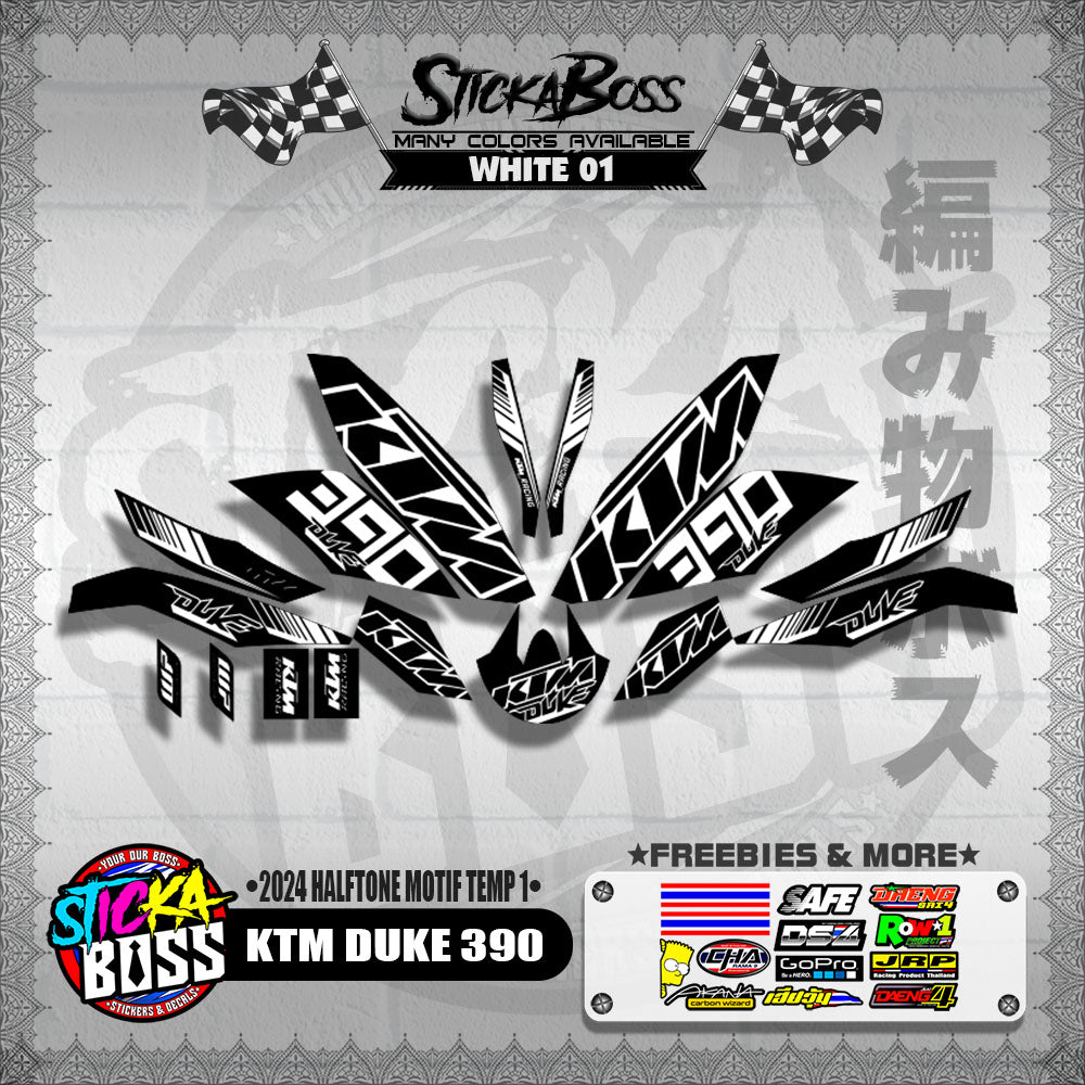 KTM DUKE 390 STICKER DECALS ( 2024 HALFTONE MOTIF TEMP 1 )【WITH FREEBIES】