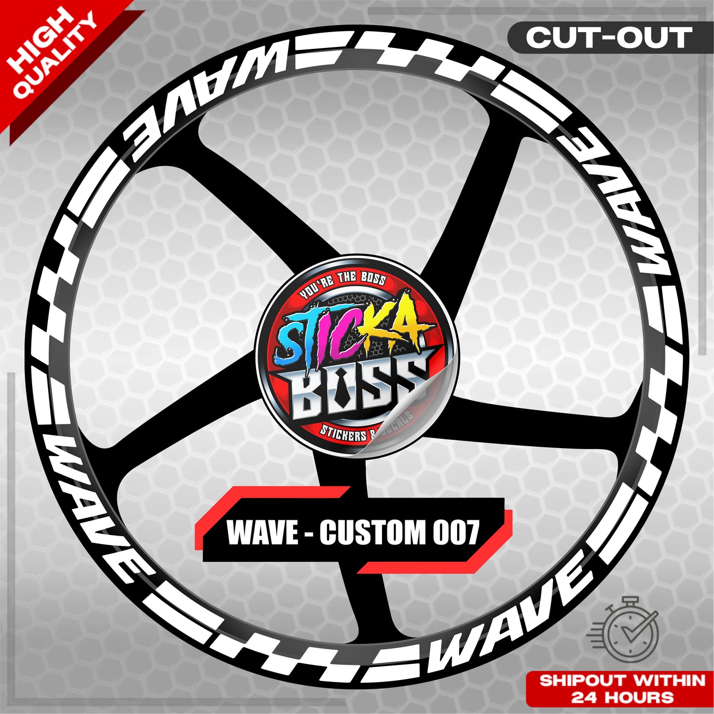 WAVE 110 / 125 MAG STICKER SET ( 2 MAGS ) - CUSTOM 007 | VINYL WATERPROOF CUT-OUT DECALS