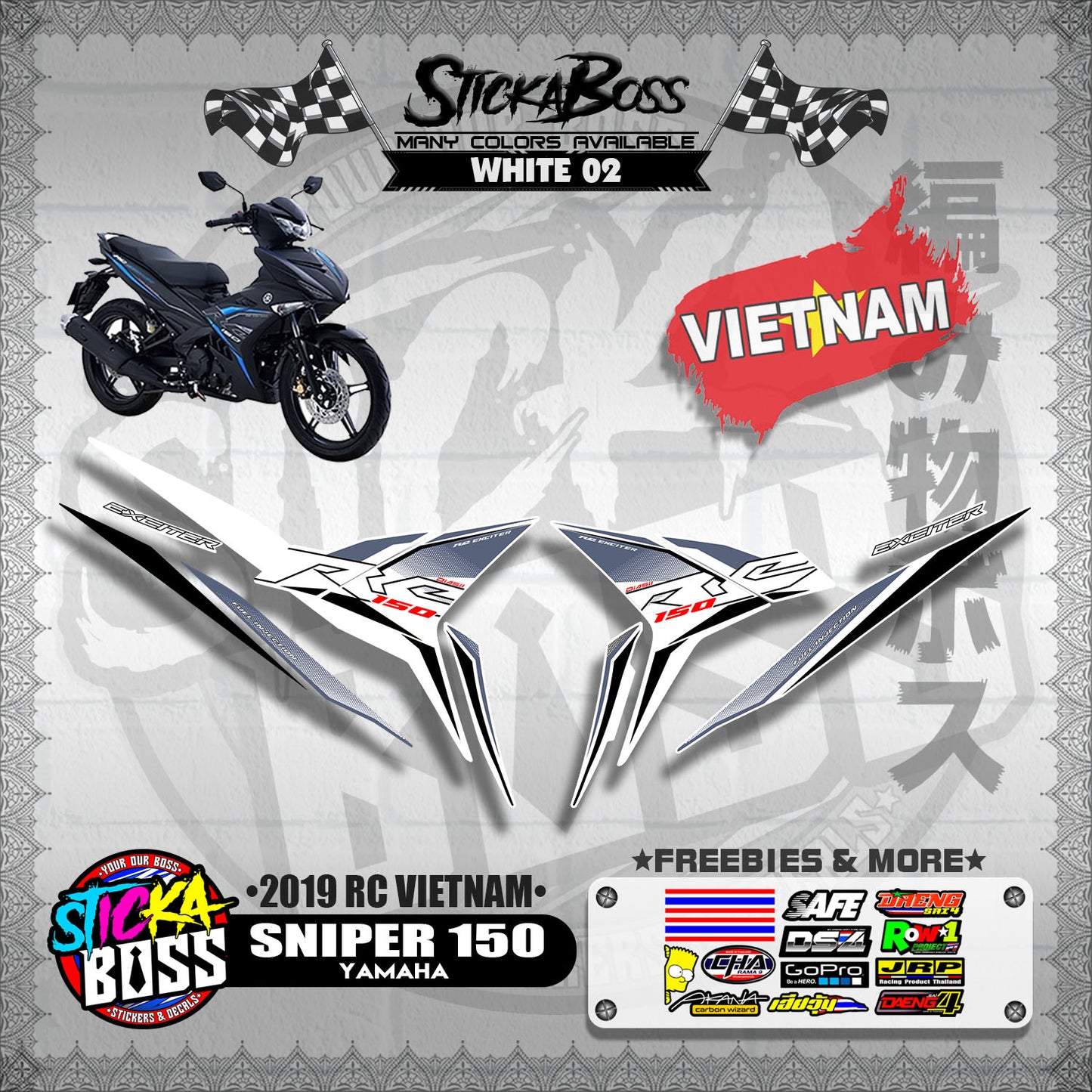 SNIPER 150 STOCK DECALS ( 2019 RC VIETNAM )【WITH FREEBIES】