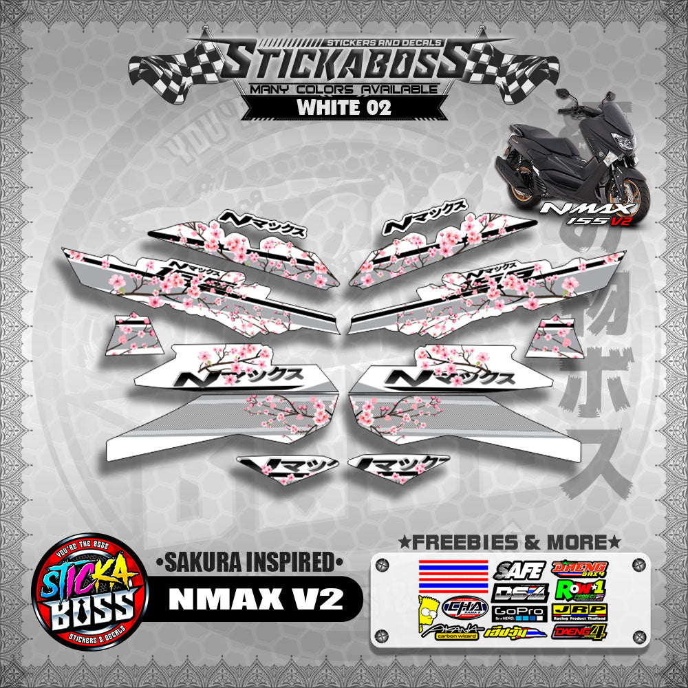 NMAX V2 STICKER DECALS ( SAKURA INSPIRED )【WITH FREEBIES】