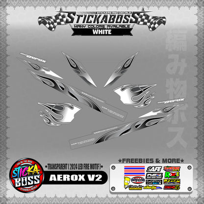 [ PREMIUM UV PRINT ] TRANSPARENT AEROX V2 DECALS ( 2024 LED FIRE MOTIF )【WITH FREEBIES】