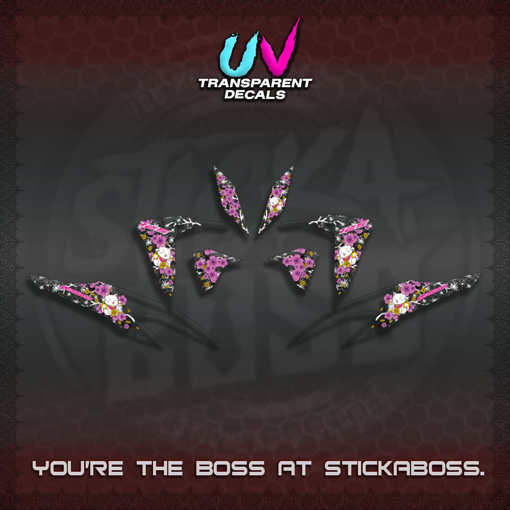 【PREMIUM UV PRINT】TRANSPARENT  CLICK 125 V2 DECALS (LUCKY CAT SAKURA STRIPING)By STICKABOSS