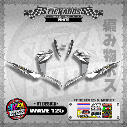 Honda Wave Dash 125 Stock Decals (01 Design)【WITH FREEBIES】Malaysia Concept