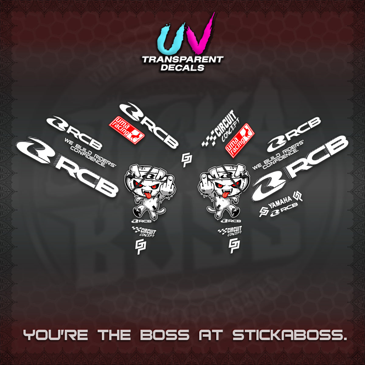 AEROX V2 UV TRANSPARENT DECALS (2026 RACE ZOMBIE DESIGN)STICKER DECALS By STICKABOSS