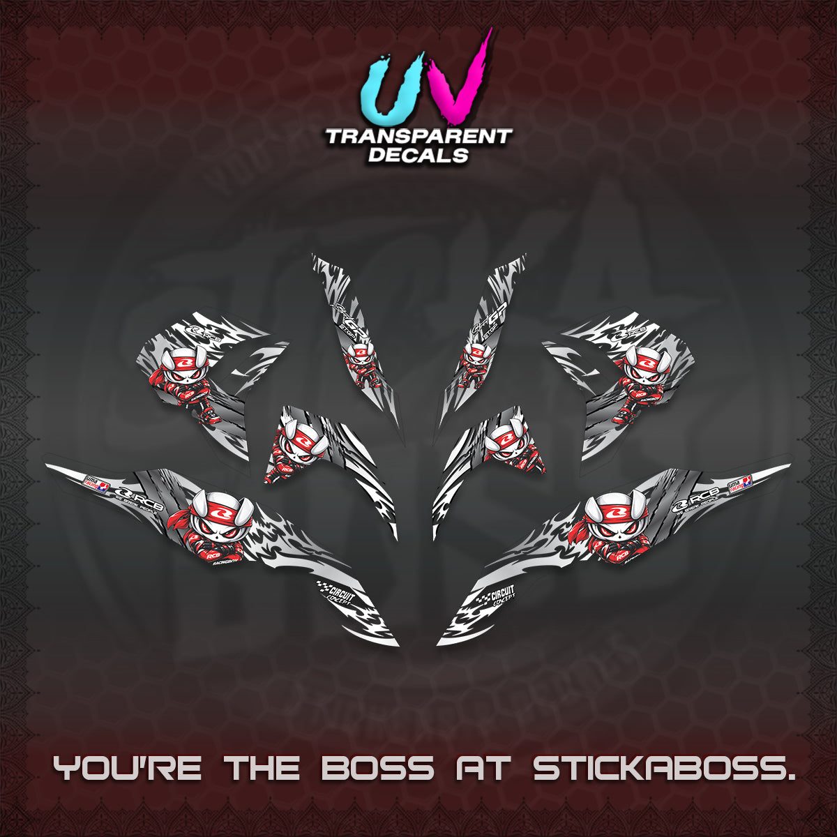 CLICK 125 V3 UV TRANSPARENT DECALS (2026 NEW RCB 2.0 DESIGN) STICKER KITS BY STICKABOSS