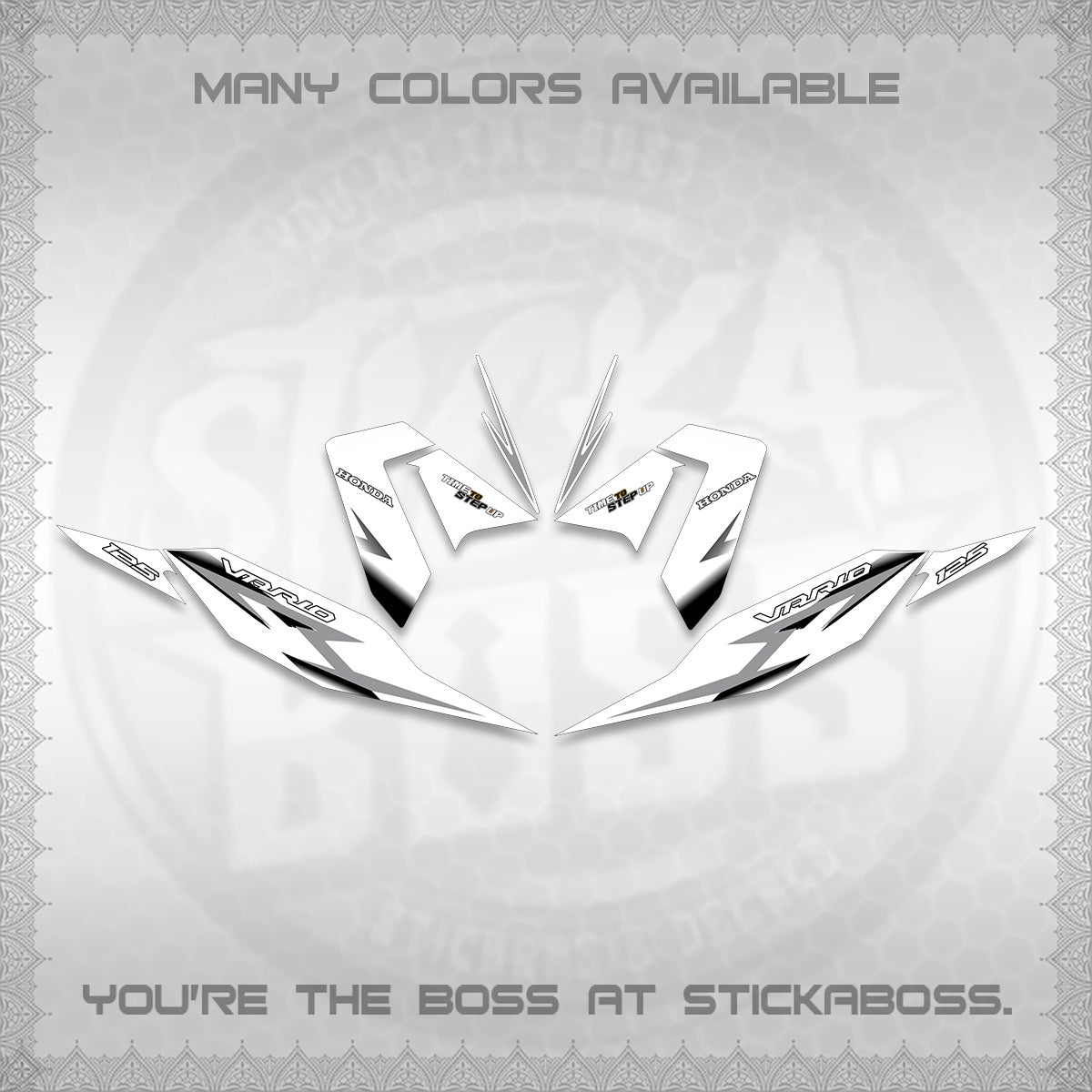 CLICK 125 V4 VARIO FOR WHITE DECALS (2026 VR0006 DESIGN) STICKER KITS BY STICKABOSS