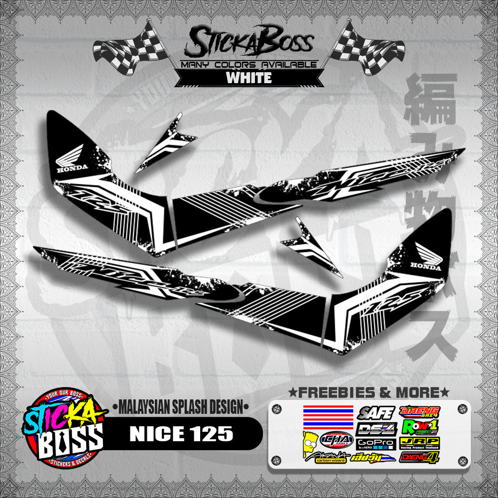 NICE 125 DECALS ( MALAYSIAN SPLASH DESIGN ) [ PREMIUM GLOSSY LAMINATED ]【WITH FREEBIES】