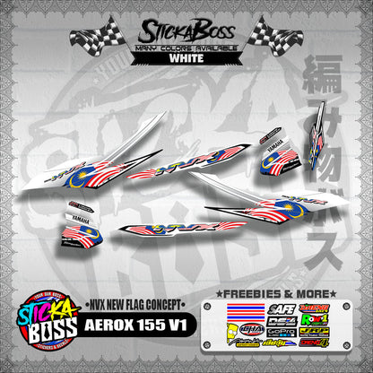AEROX 155 V1 MALAYSIAN DECALS ( NVX NEW FLAG CONCEPT )【WITH FREEBIES】