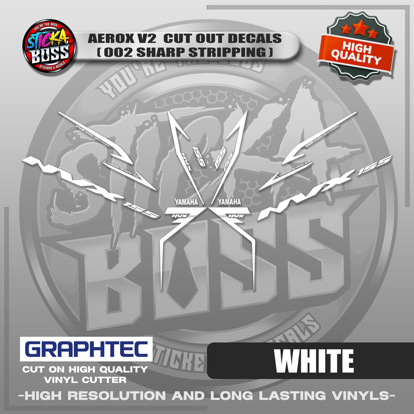 AEROX V2 CUT OUT DECALS ( 002 SHARP STRIPPING ) | VINYL WATERPROOF CUT-OUT STICKER DECALS
