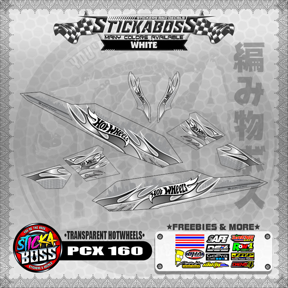 【PREMIUM UV PRINT】TRANSPARENT PCX 160 DECALS ( TRANSPARENT HOTWHEELS )【WITH FREEBIES】