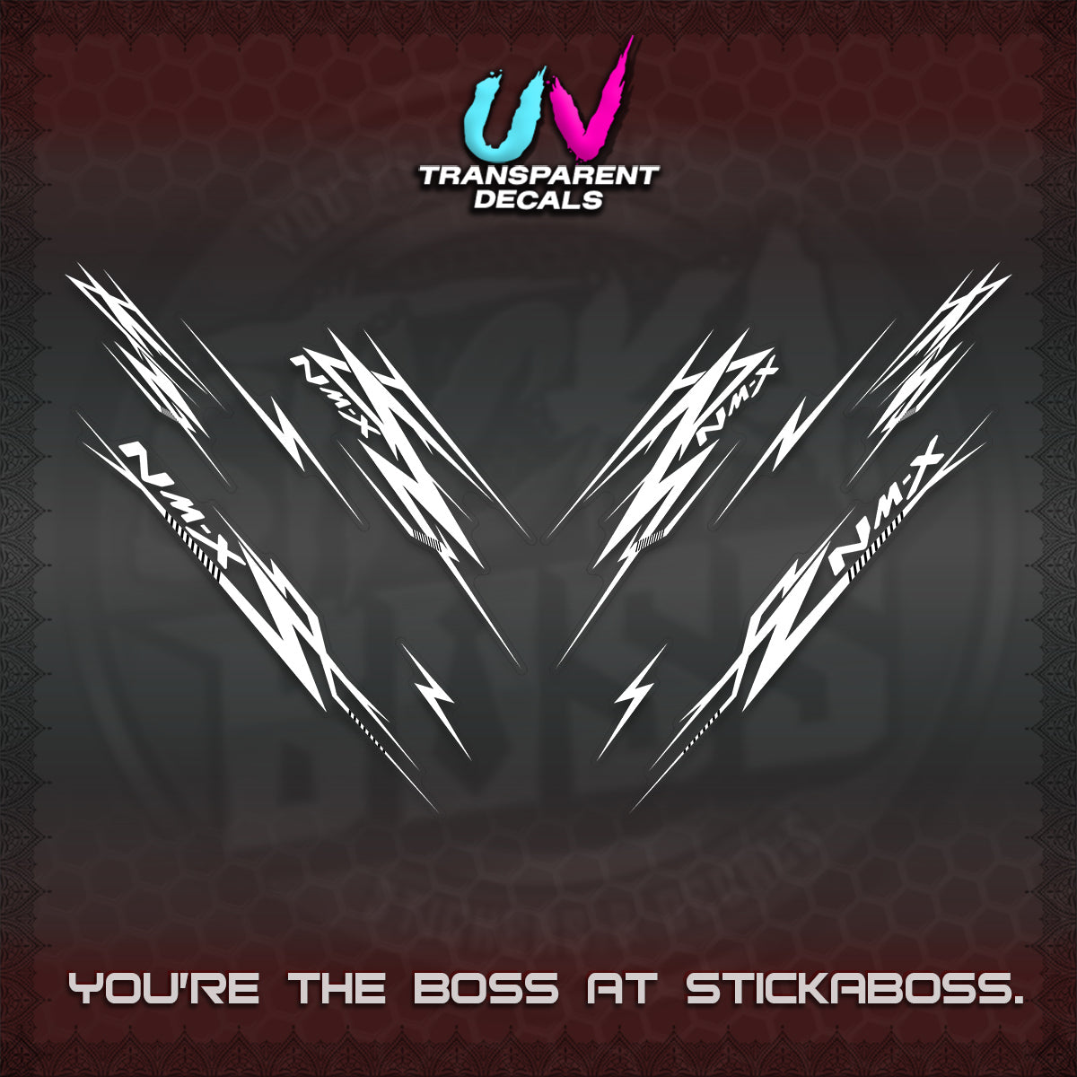 NMAX V2 UV TRANSPARENT DECALS (2024 NM A8 STYLE) STICKER DECALS By STICKABOSS