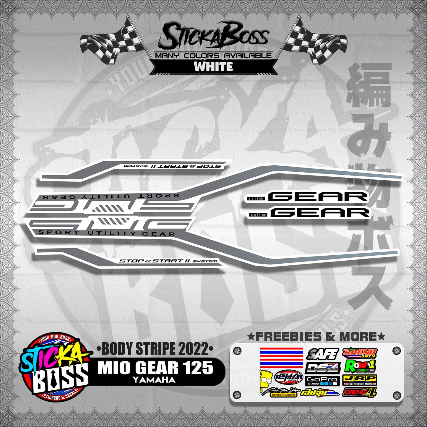 MIO GEAR 125 DECALS ( BODY STRIPE 2022 )【WITH FREEBIES】