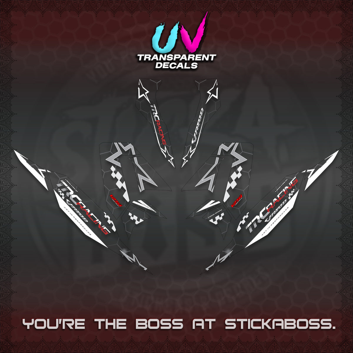 CLICK V4 UV TRANSPARENT DECALS (2026 TRC RACING DESIGN)STICKER KITS By STICKABOSS