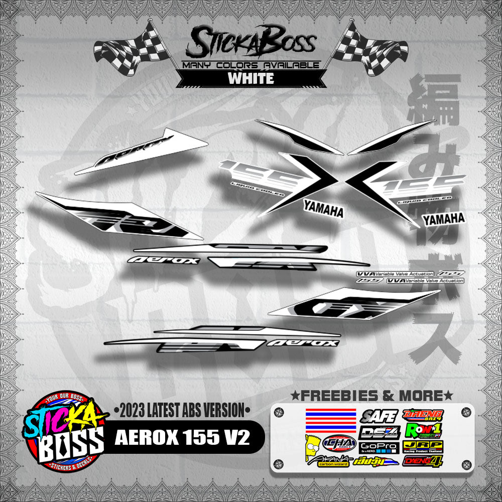 AEROX 155 V2 DECALS ( 2023 LATEST ABS VERSION ) [ PREMIUM GLOSSY LAMINATED ]【WITH FREEBIES】