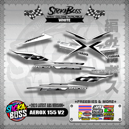 AEROX 155 V2 DECALS ( 2023 LATEST ABS VERSION ) [ PREMIUM GLOSSY LAMINATED ]【WITH FREEBIES】