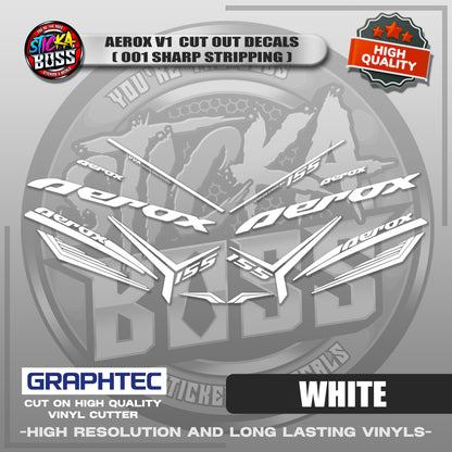 AEROX V1 CUT OUT DECALS ( 001 SHARP STRIPPING ) | VINYL WATERPROOF CUT-OUT STICKER DECALS