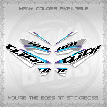 CLICK 160 STRIPING FOR WHITE DECALS (SPORTS RACE STRIPES 01) STICKER KITS BY STICKABOSS