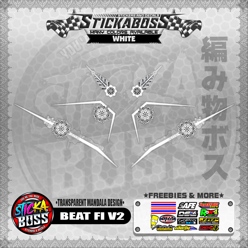【PREMIUM UV PRINT】TRANSPARENT BEAT FI V2 STICKER DECALS ( MANDALA DESIGN )【WITH FREEBIES】