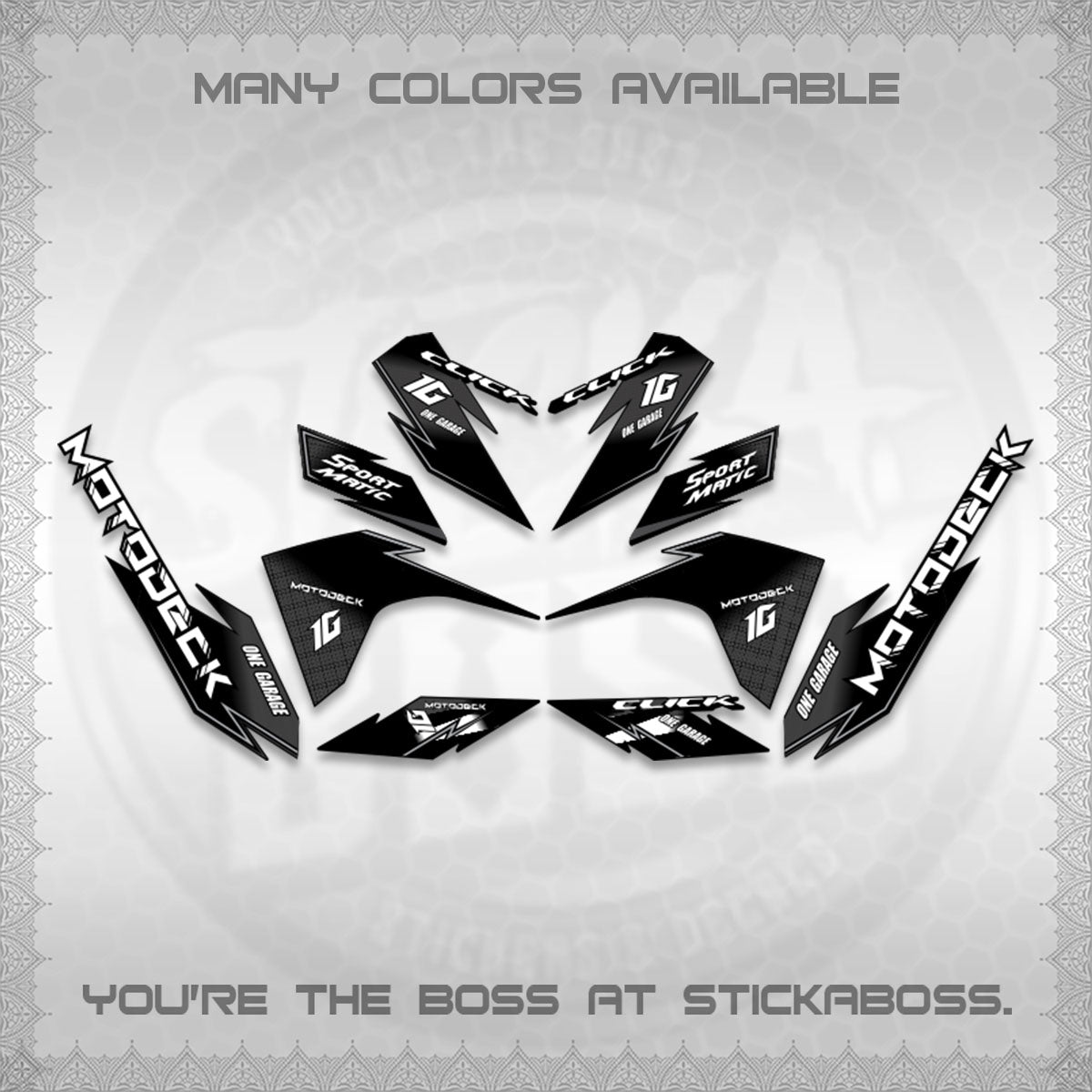 CLICK V3 DECALS (ONE GARAGE INSPIRED)STICKER DECALS BY STICKABOSS