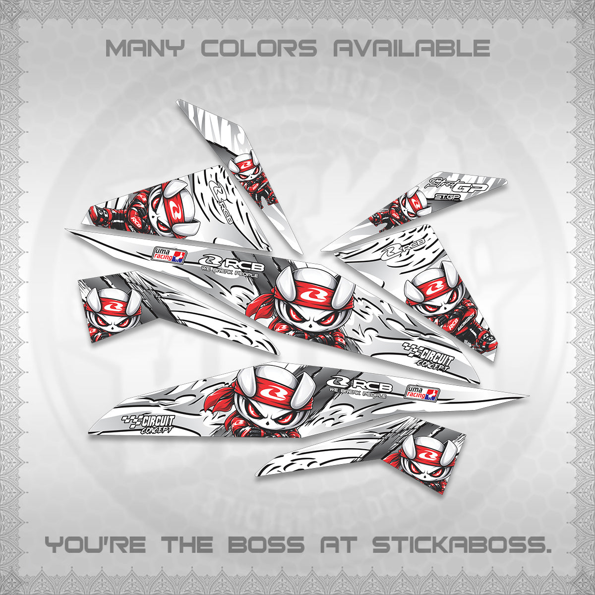 BEAT FI V1 FOR WHITE DECALS (2026 NEW RCB 2.0 DESIGN) STICKER KITS BY STICKABOSS