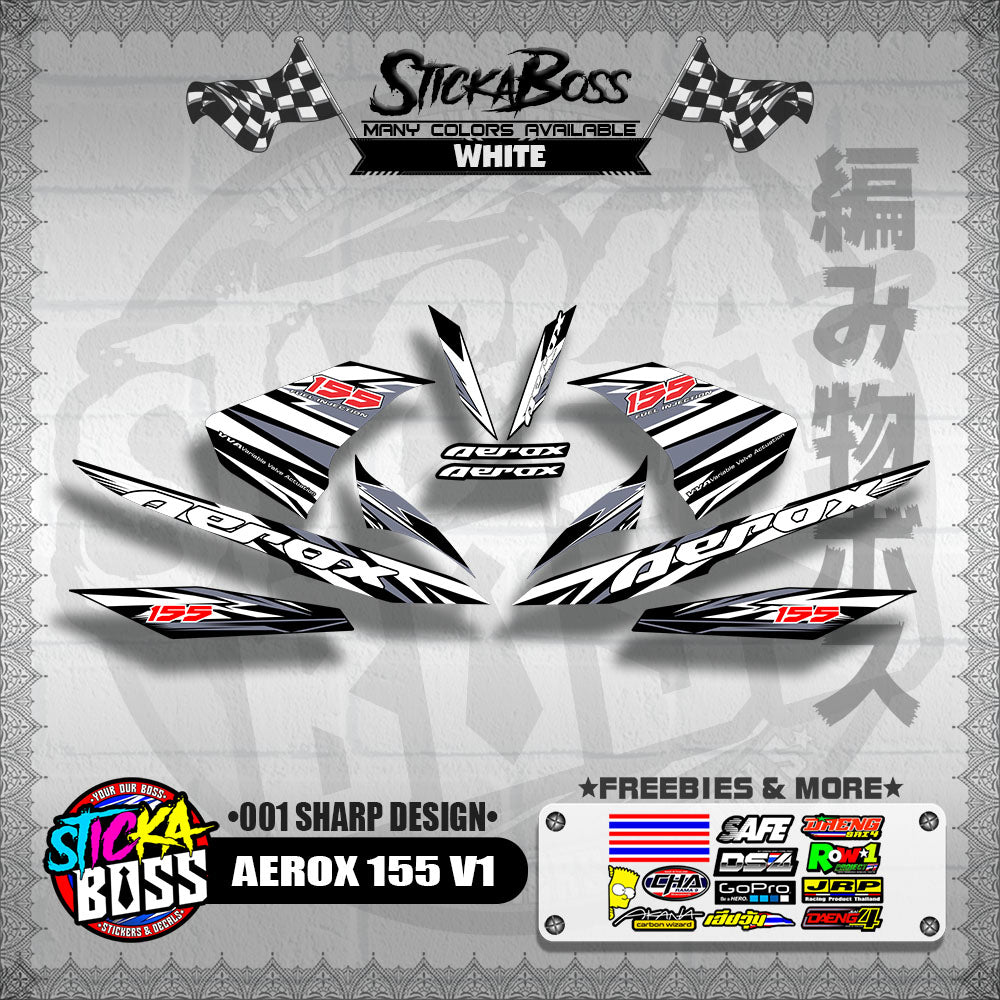 AEROX 155 V1 DECALS ( 001 SHARP DESIGN )【WITH FREEBIES】