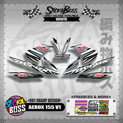 AEROX 155 V1 DECALS ( 001 SHARP DESIGN )【WITH FREEBIES】