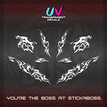 CLICK 125 V2 UV TRANSPARENT DECALS (2026 STRIPING HEART DESIGN) STICKER KITS BY STICKABOSS