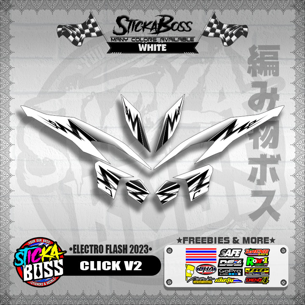 CLICK V2 DECALS ( ELECTRO FLASH 2023 ) [ PREMIUM GLOSSY LAMINATED ]【WITH FREEBIES】