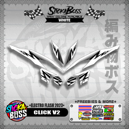 CLICK V2 DECALS ( ELECTRO FLASH 2023 ) [ PREMIUM GLOSSY LAMINATED ]【WITH FREEBIES】