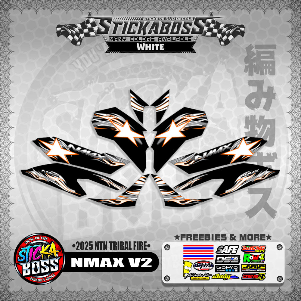 NMAX V2 STICKER DECALS ( 2025 NTN TRIBAL FIRE )【WITH FREEBIES】