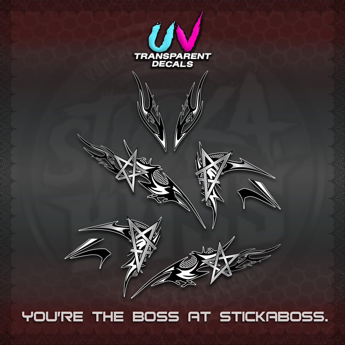 CLICK 125 V3 UV TRANSPARENT DECALS (2026 TRIVALY STAR DESIGN)STICKER DECALS By STICKABOSS