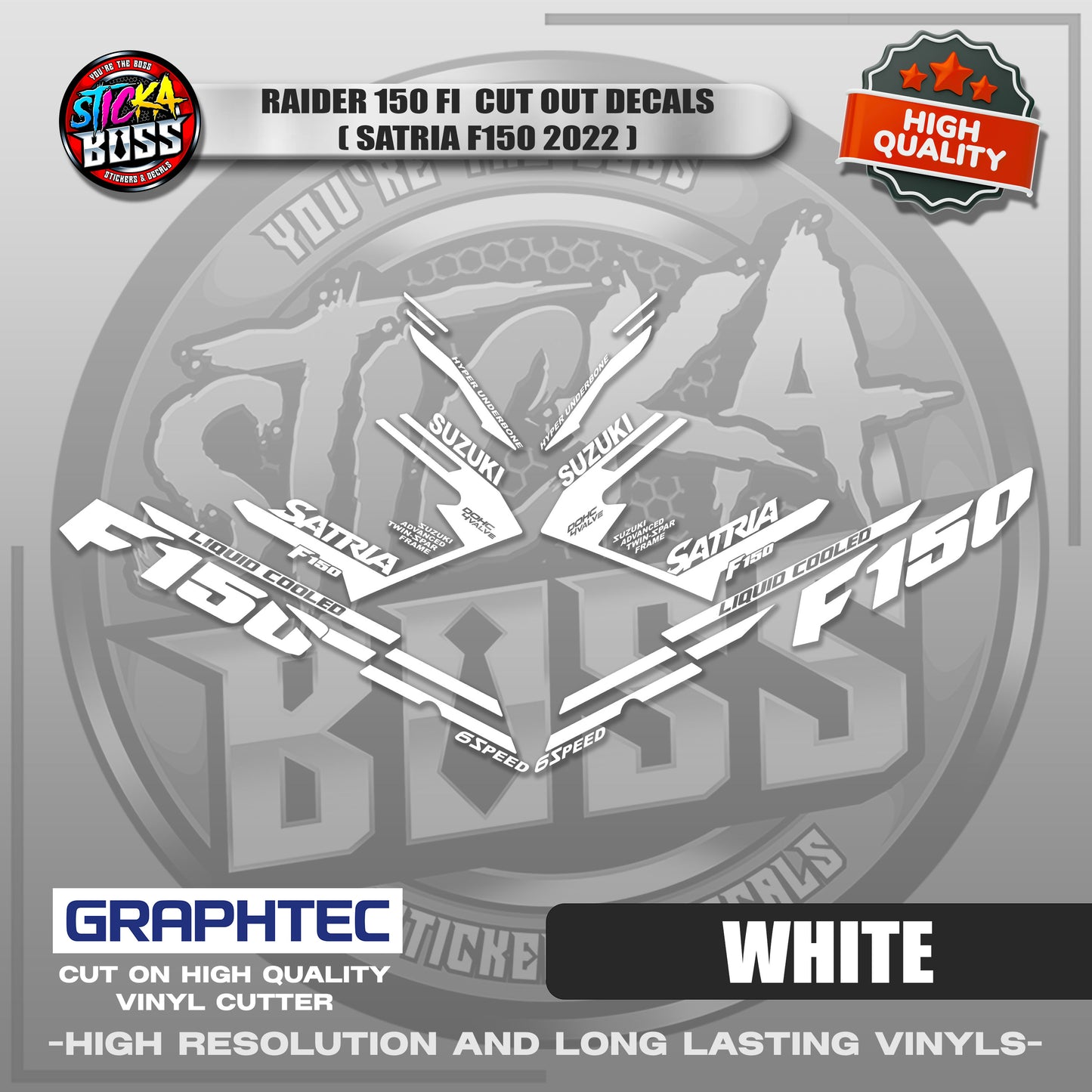 RAIDER 150 FI CUT OUT DECALS ( SATRIA F150 2022 ) | VINYL WATERPROOF CUT-OUT STICKER DECALS