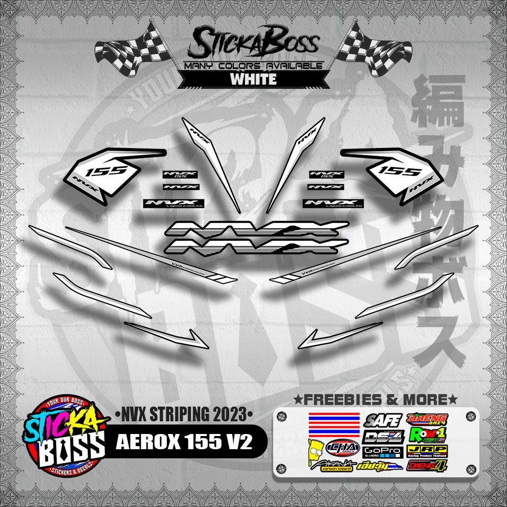 AEROX 155 V2 DECALS ( NVX STRIPING 2023 )【WITH FREEBIES】