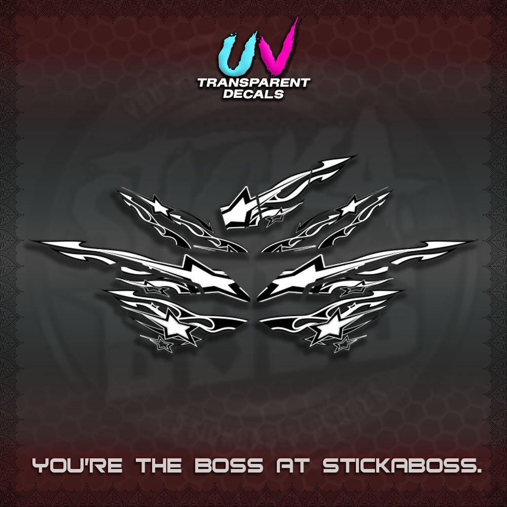 AEROX  V3 INDO UV TRANSPARENT DECALS(0005 RISING STAR)STICKER DECALS By STICKABOSS