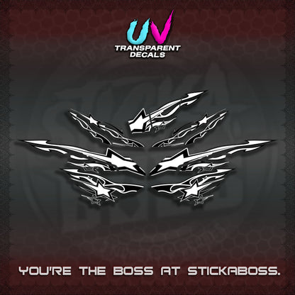 AEROX  V3 INDO UV TRANSPARENT DECALS(0005 RISING STAR)STICKER DECALS By STICKABOSS