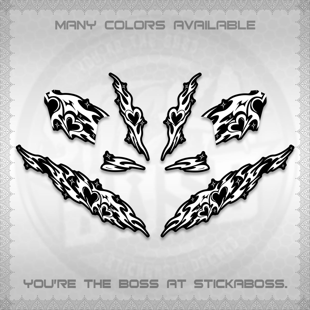 CLICK 125 V2 DECALS (2026 STRIPING HEART DESIGN) STICKER KITS BY STICKABOSS