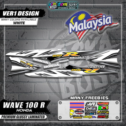 HONDA WAVE 100 R MALAYSIAN DECALS (Ver1 Design)【WITH FREEBIES】