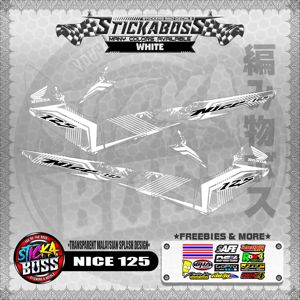 【PREMIUM UV PRINT】TRANSPARENT NICE 125 STICKER DECALS ( MALAYSIAN SPLASH DESIGN )【WITH FREEBIES】