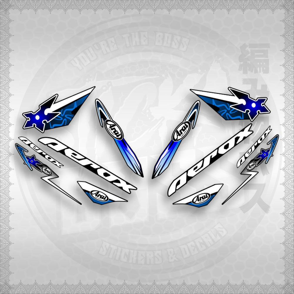 AEROX 155 V1 CUSTOM DESIGN ( ARAI NINJA BLADES ) STICKER DECALS By STICKABOSS