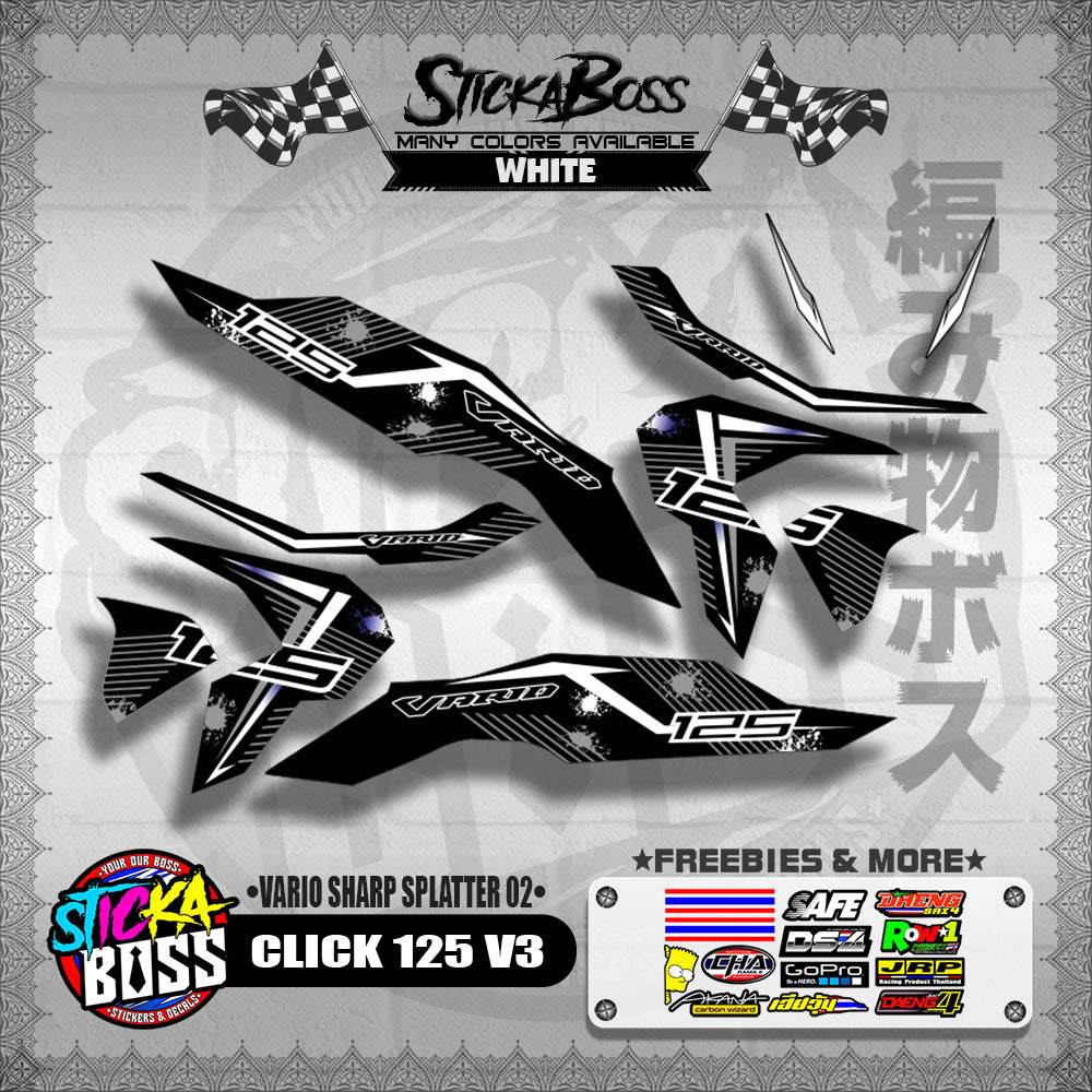 CLICK 125 V3 DECALS ( VARIO SHARP SPLATTER 02 )【WITH FREEBIES】