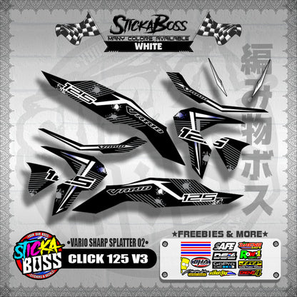 CLICK 125 V3 DECALS ( VARIO SHARP SPLATTER 02 )【WITH FREEBIES】