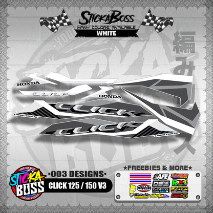CLICK 125 / 150 V3 STOCK DECALS ( 003 DESIGNS )【WITH FREEBIES】