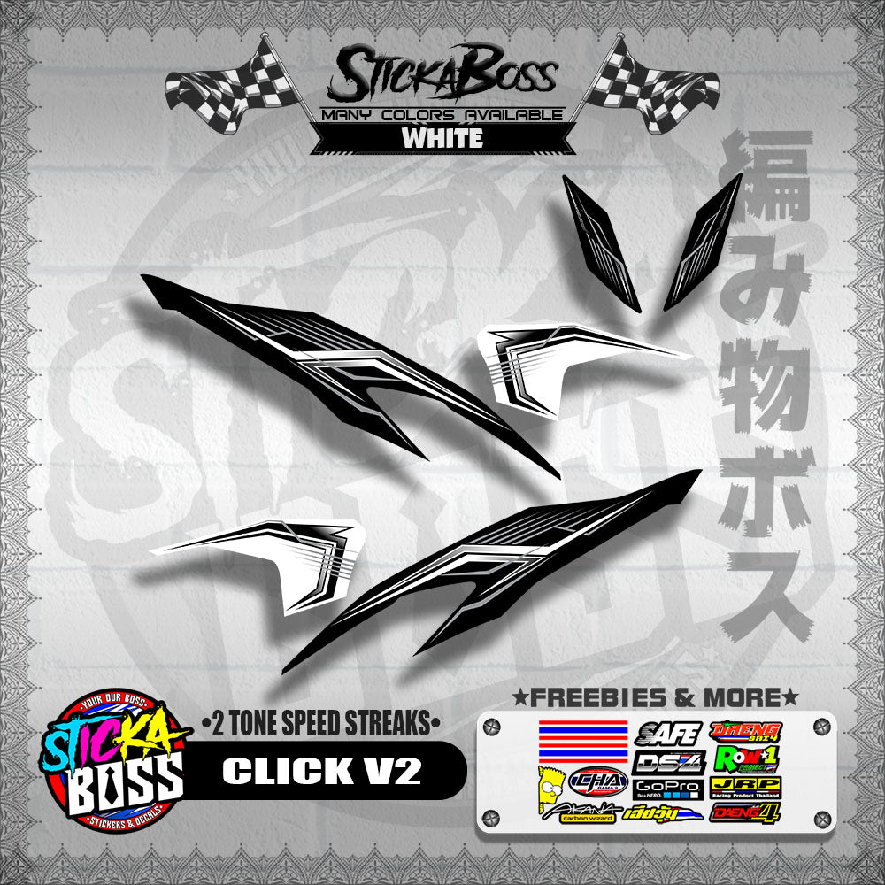 CLICK V2 DECALS ( 2 TONE SPEED STREAKS )【WITH FREEBIES】