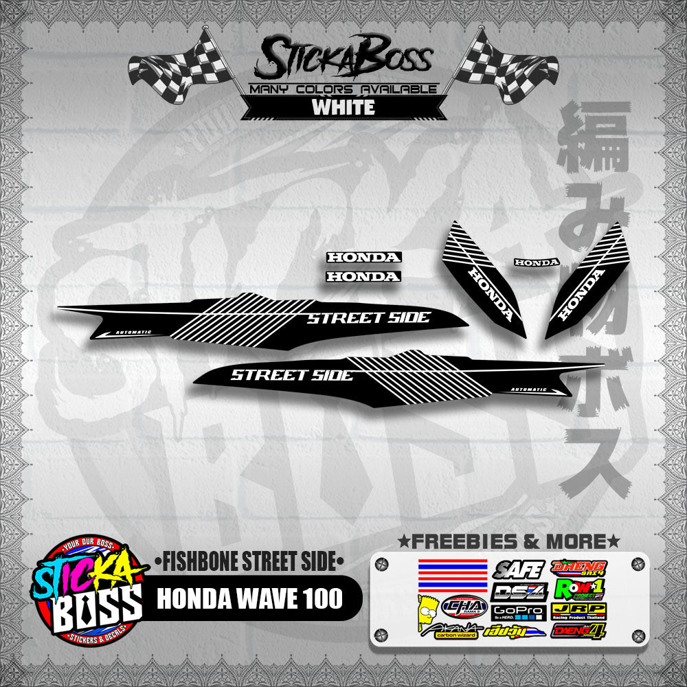 HONDA WAVE 100 DECALS ( FISHBONE STREET SIDE )【WITH FREEBIES】