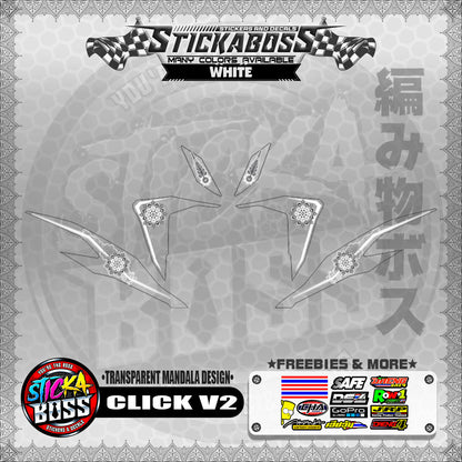 【PREMIUM UV PRINT】TRANSPARENT CLICK V2 DECALS ( MANDALA DESIGN )【WITH FREEBIES】